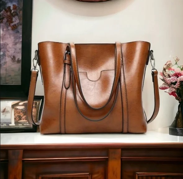 Tan Leather Tote Bag